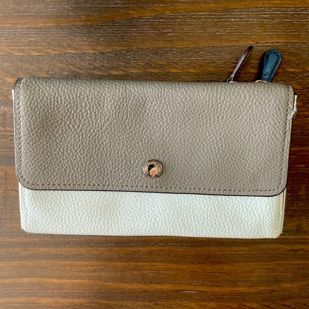 Coach Color Block Blue Double Zip Wallet